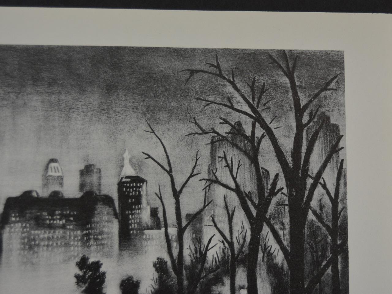 Adolph Dehn Central Park At Night Vintage Art Print Antique 1930’s