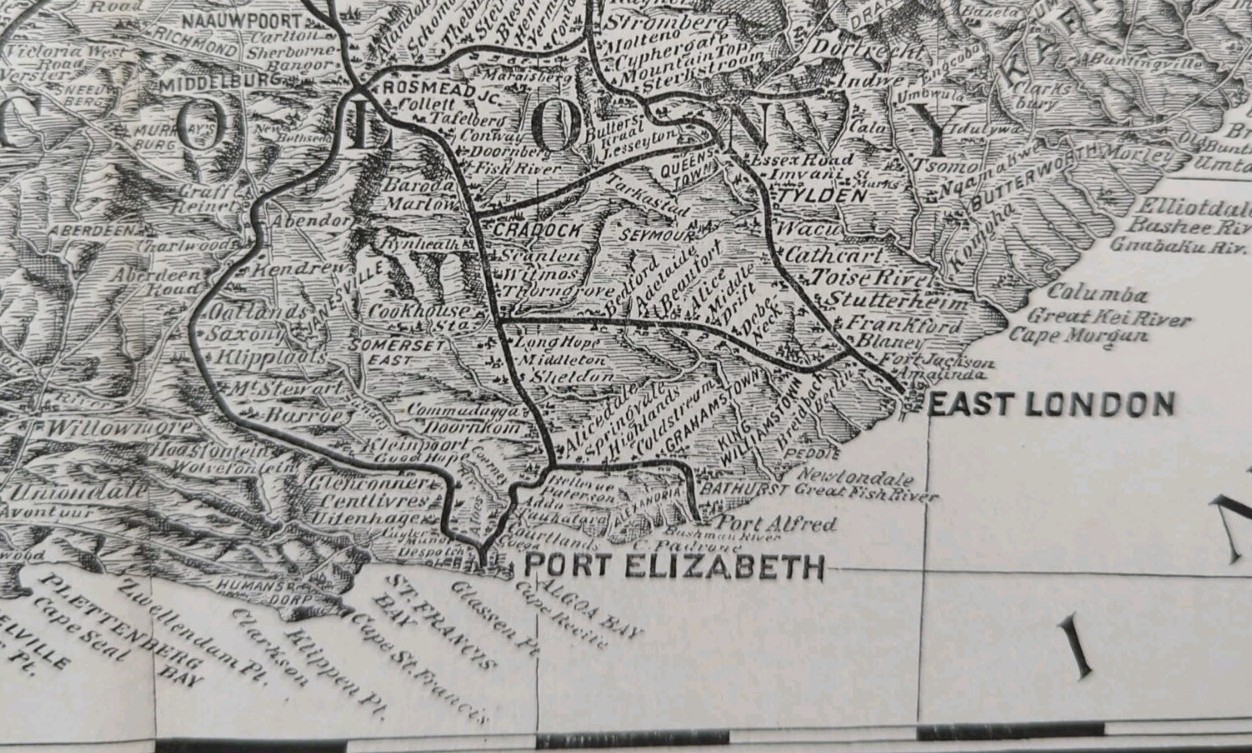 Vintage 1901 SOUTH AFRICA TOPO Map 22″x14″ ~ Old Antique Original CAPE TOWN