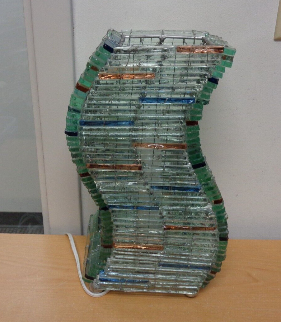Superb Lamp Table Vintage 1980 Wave Glass Headover RARE