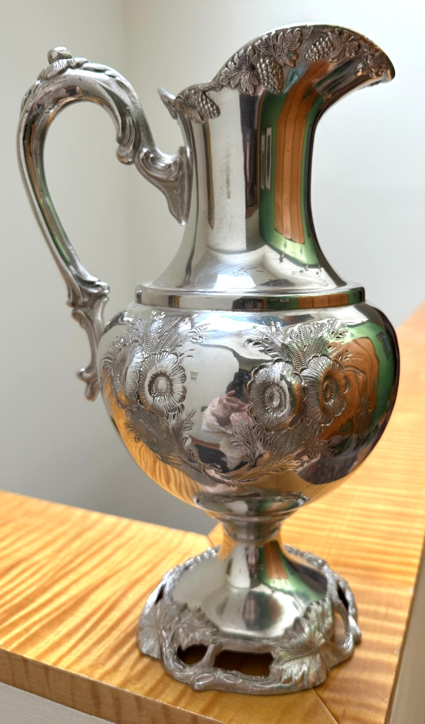 Silver Plated Water/Wine Ewer 11 3/4″ Rococo Revival Style c.1890-1910 unmarked