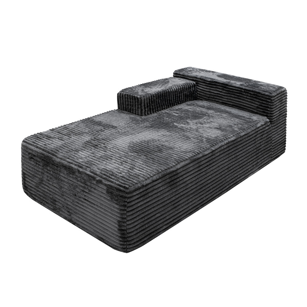 Modular Sectional Sofa with Plush Corduroy Fabric2-Seat Reversible Chaise Lounge