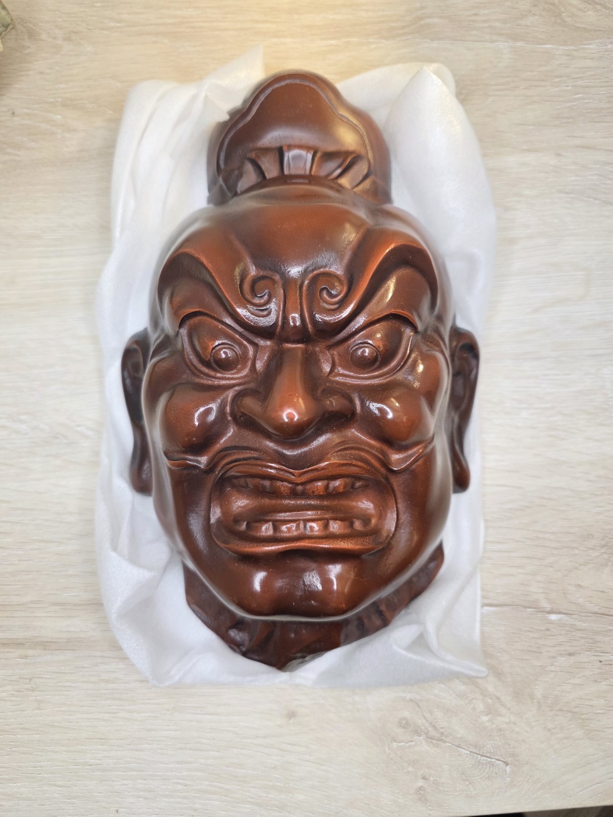 Beautiful Vintage Japanese Metal Buddhism Mask -Nio- Tsushima Iron Mask Plaque