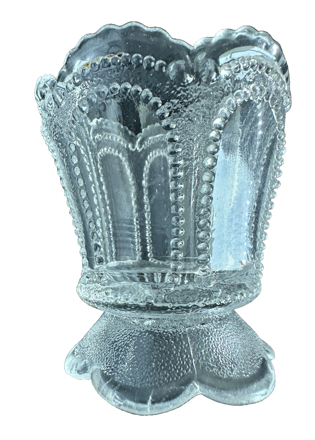 Toothpick Holder Erie Dugan Glass Co Beaded Ovals In Sand 1904 Antique Clear