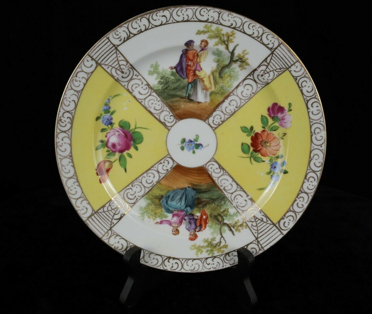 Rare Antique Dresden Plate By Carl Thieme (Yellow)