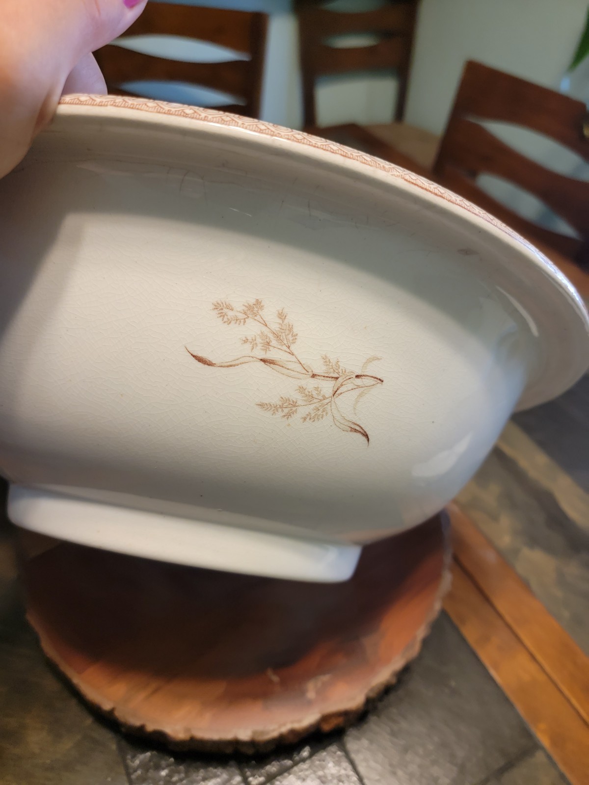 Antique T & R Boote Summertime Pattern Butterfly Chamber Pot & Wash Basin Set 2