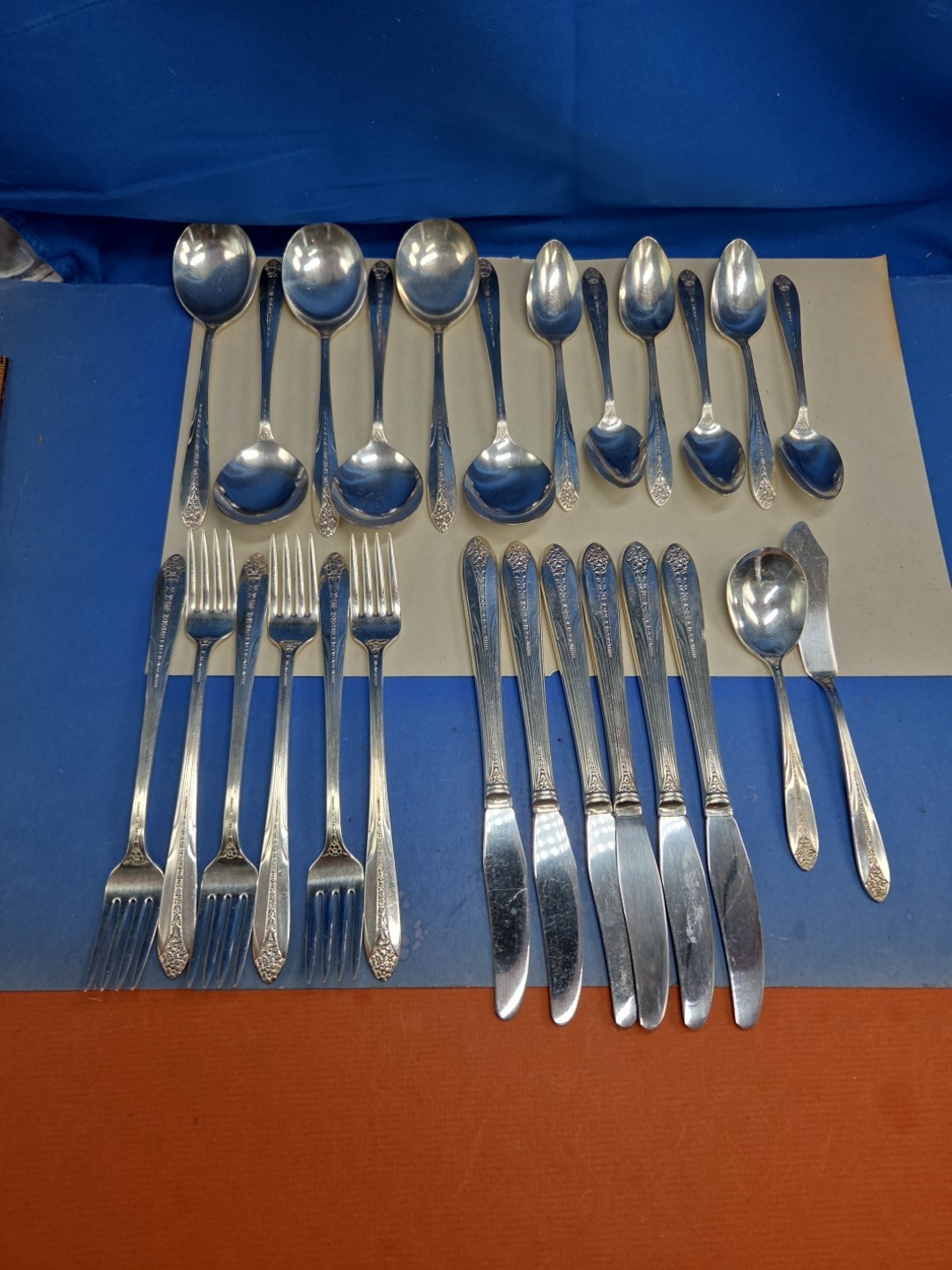 Vintage NATIONAL silverplate: PRINCESS ROYAL pattern 26 Pieces Forks Knives