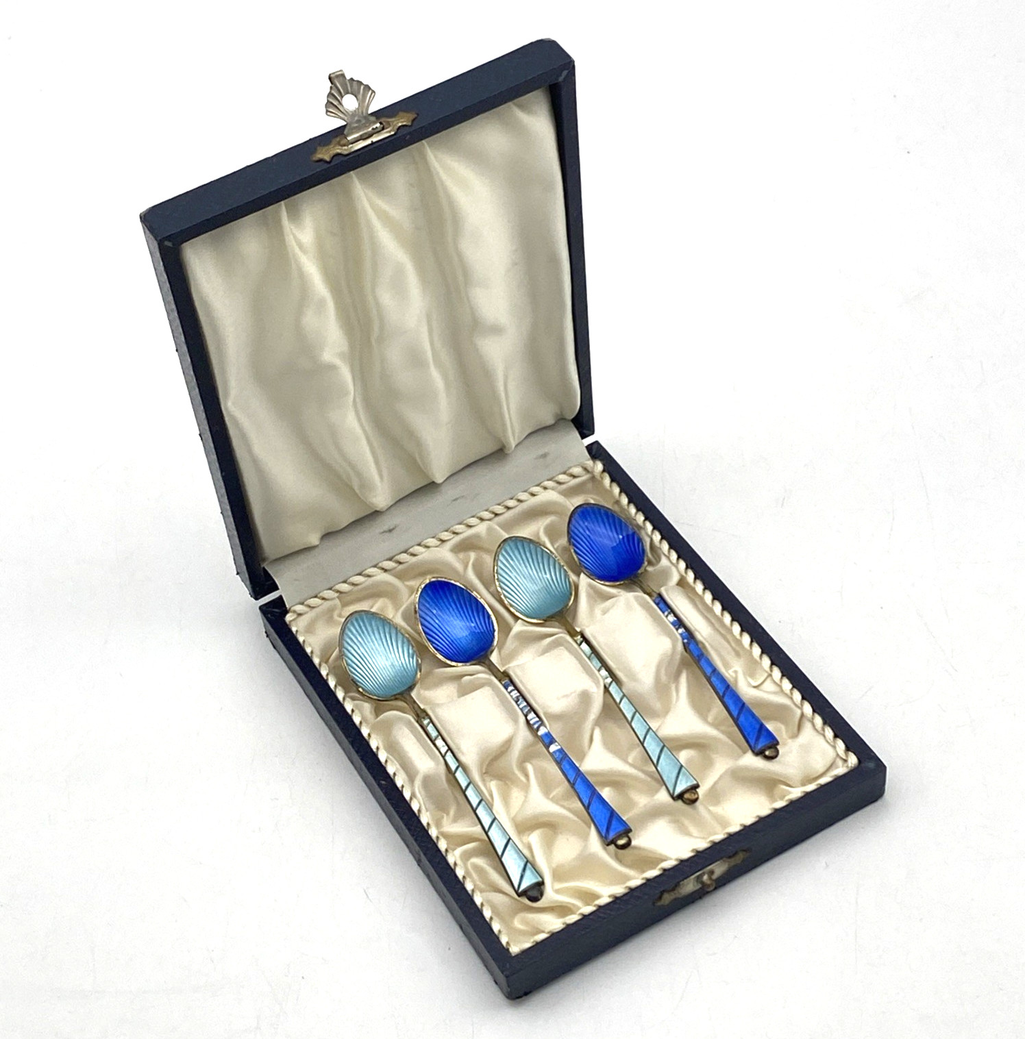 Vintage Ela Egon Lauridsen Denmark Sterling Silver Enamel Teaspoons Set Of 4