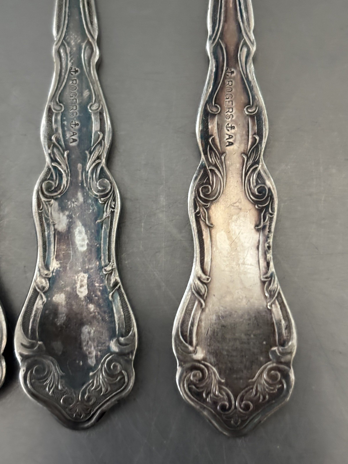 4 Antique Silverplate Fruit Spoons Rogers ALHAMBRA Grapefruit circa 1865-1867