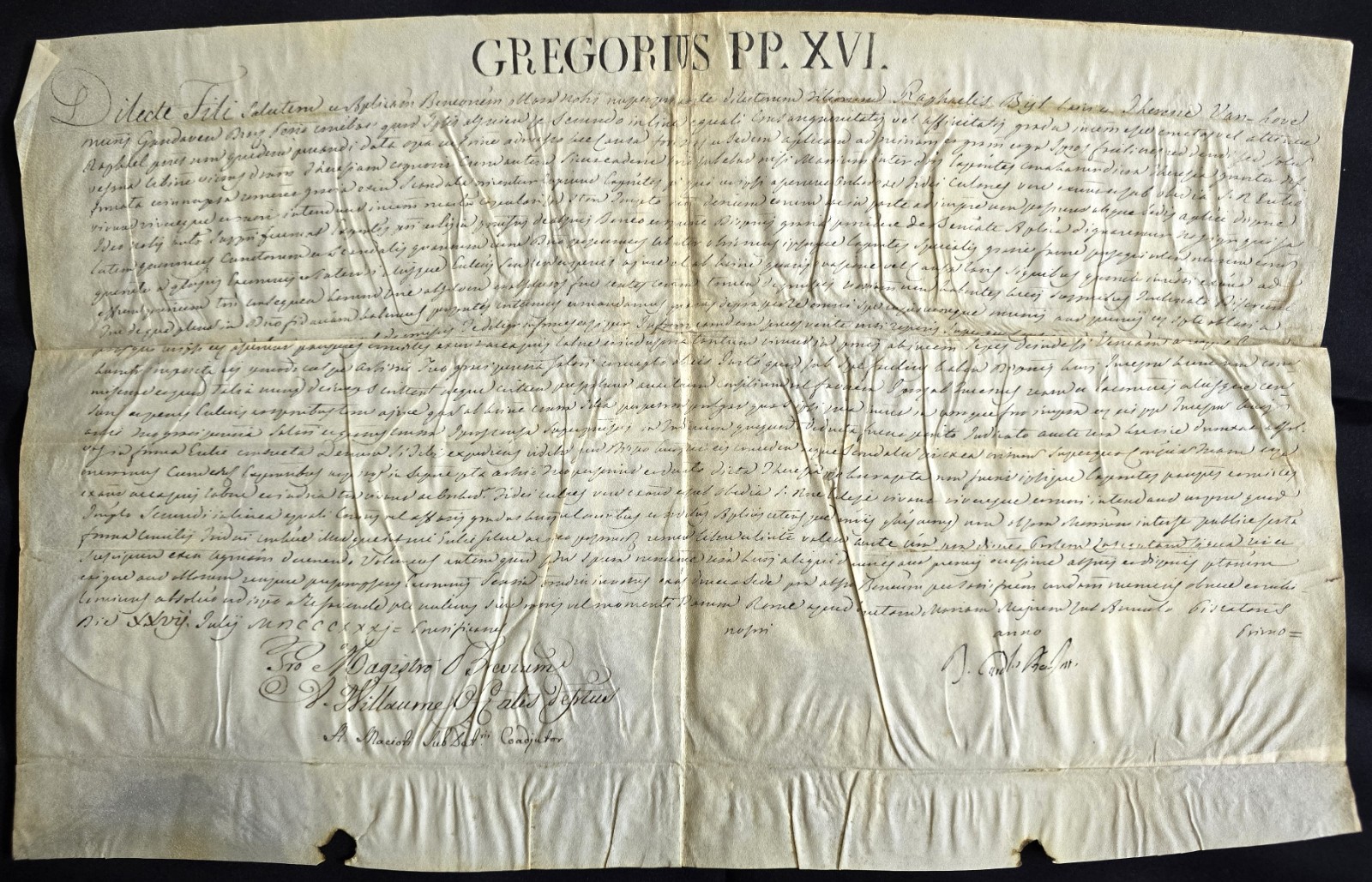1831 Papal Breve – Gregory XVI — Marriage Dispensation Diocese of Ghent, Belgium