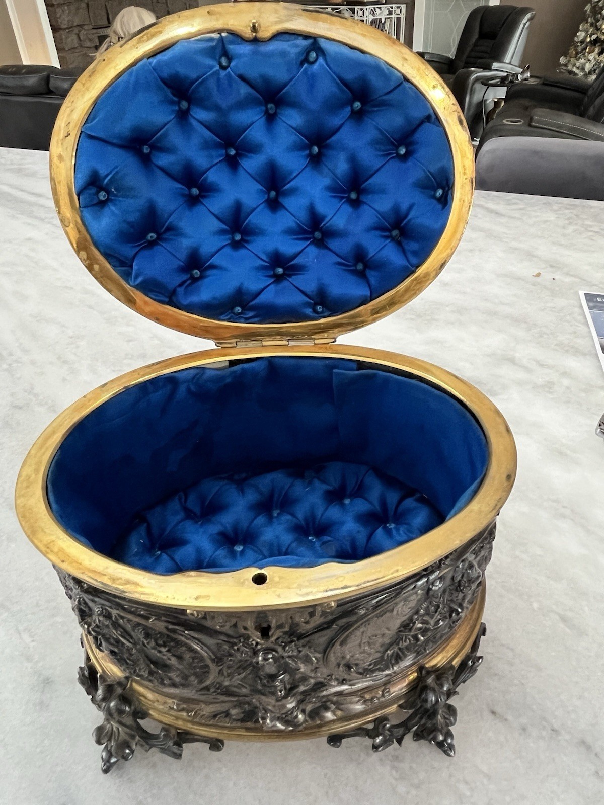 Antique Jewelry Box bronze & silver boulle 19th Century Take A Look