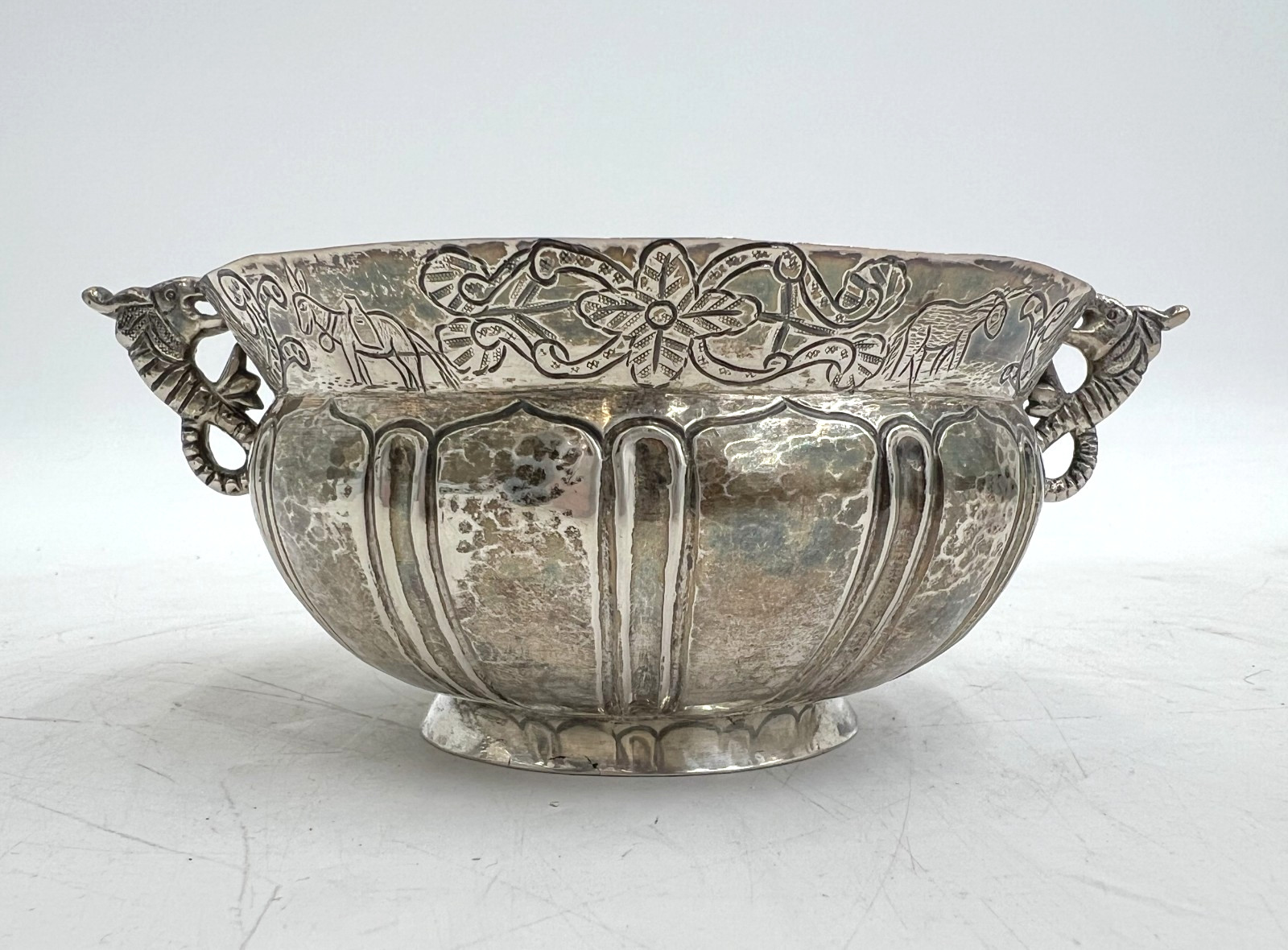 18th Century Spanish Colonial hand wrought silver bowl likely Guatemalan