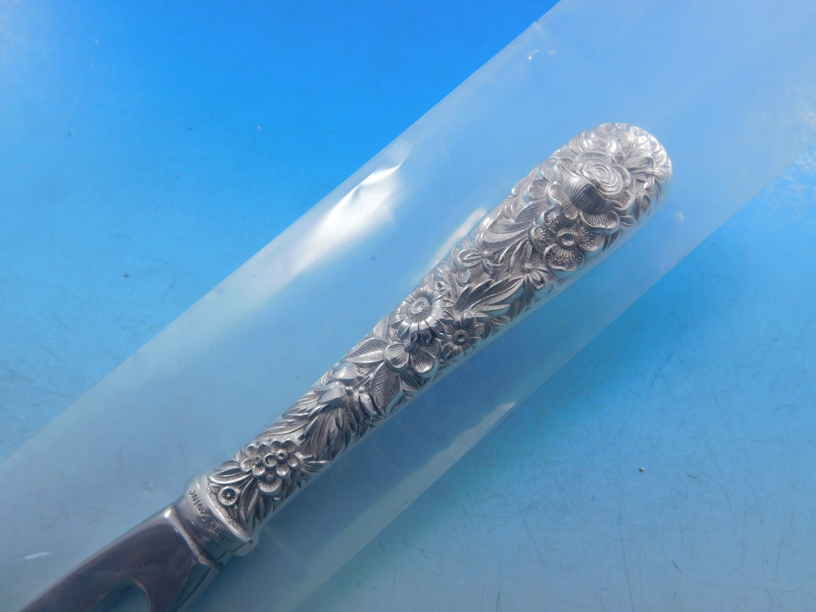 Repousse by Kirk Sterling Silver Bar Knife HHWS Custom Made 8 7/8″