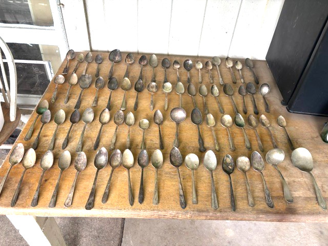 69 Piece Set Silverplate Mixed Patterns Large Spoons For Crafts