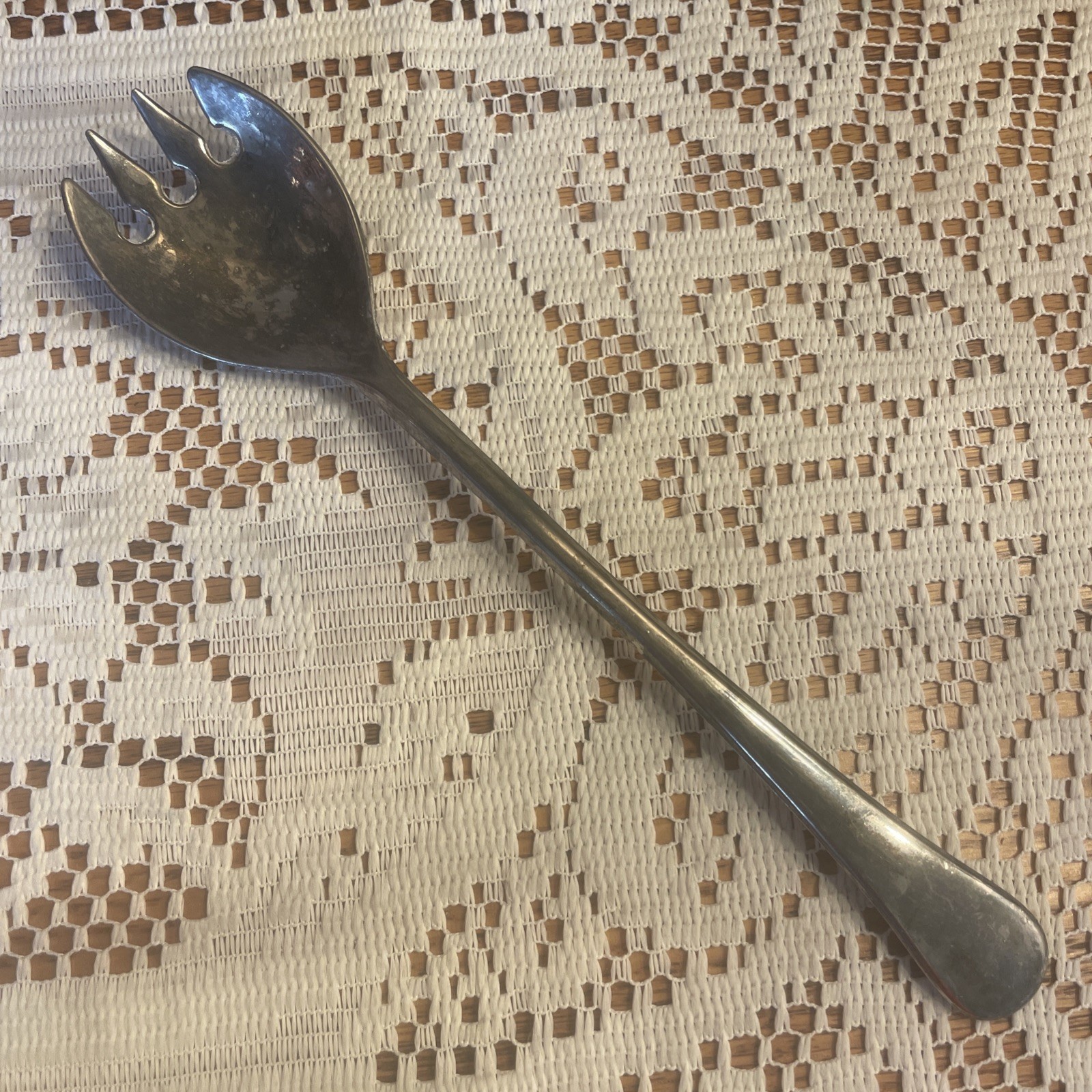 Silverplated Italy Vintage Silverware Serving Spork 9″