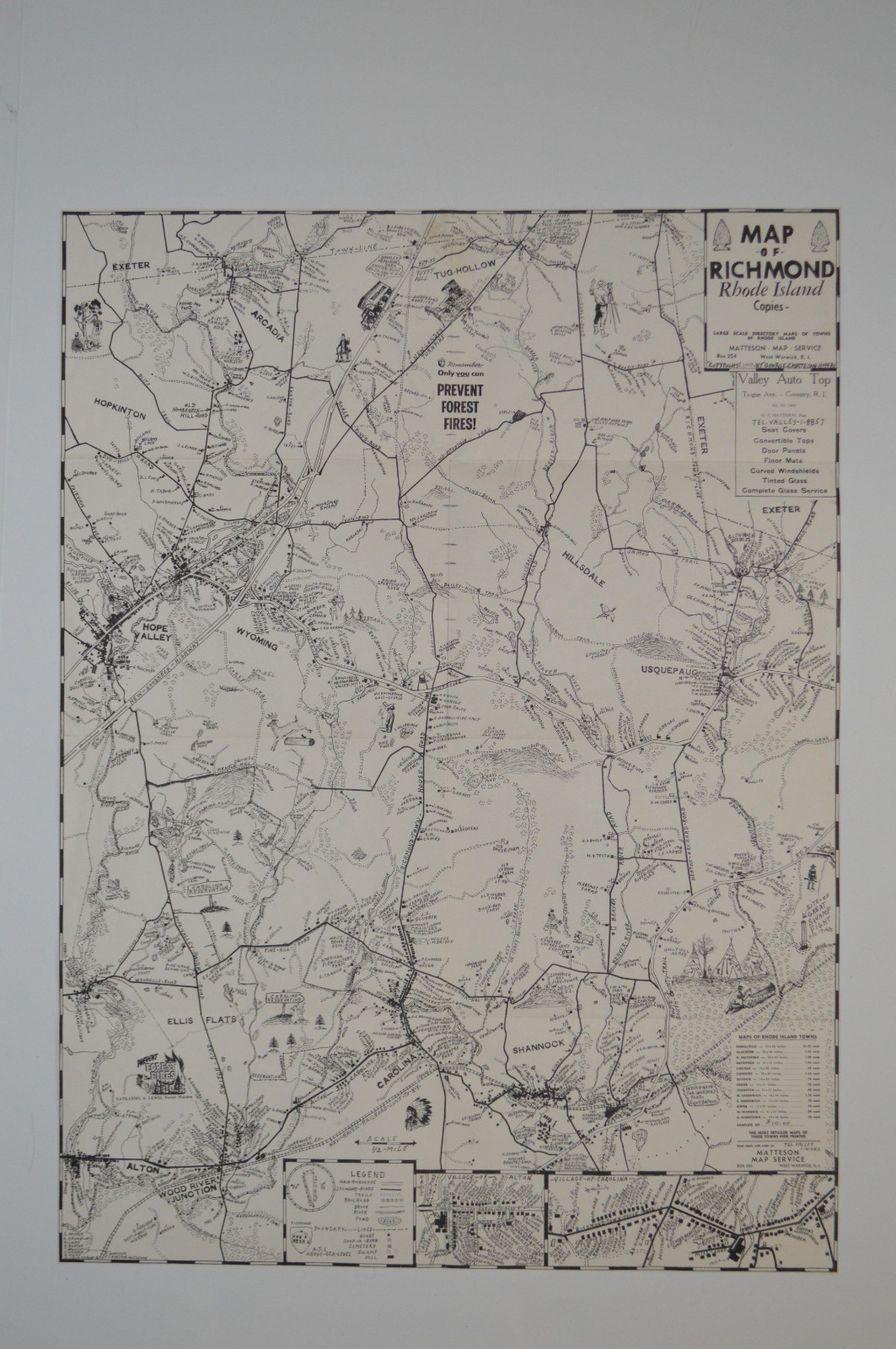 George E Matteson Original Map Richmond Rhode Island Cartography 1959 History