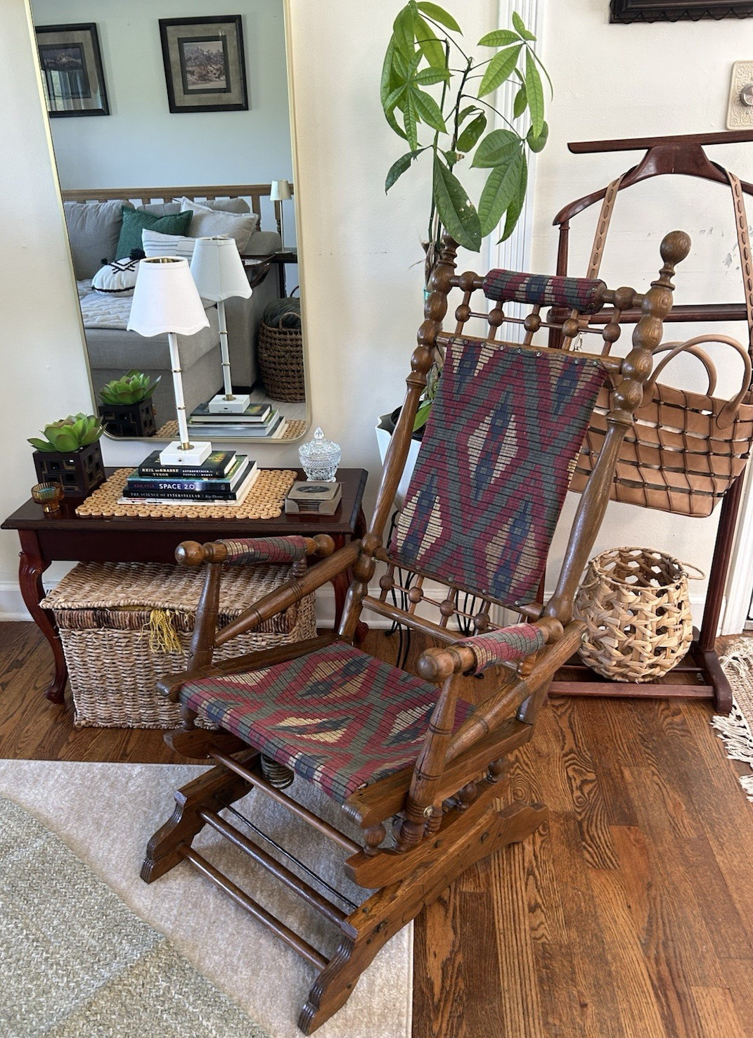 19th Century Antique Eastlake Style Victorian Platform Rocking Chair With Spring