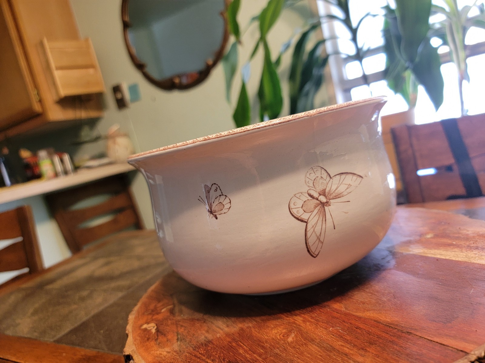 Antique T & R Boote Summertime Pattern Butterfly Chamber Pot & Wash Basin Set 2