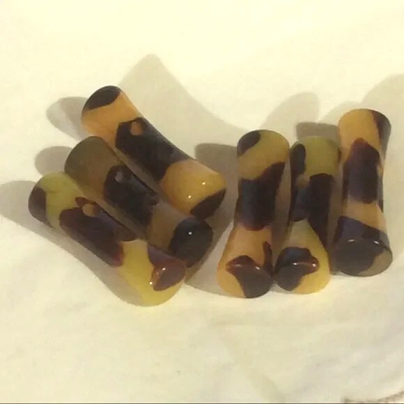 6 Toggle Buttons 2 Hole Sewing Replacement Parts Brown Plastic w/ Tapered Center