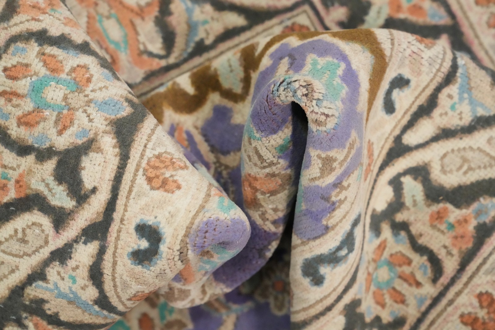 Traditional Wool Purple Accent Rug 3×5 Over-Dyed Hand-made Floral Foyer Carpet