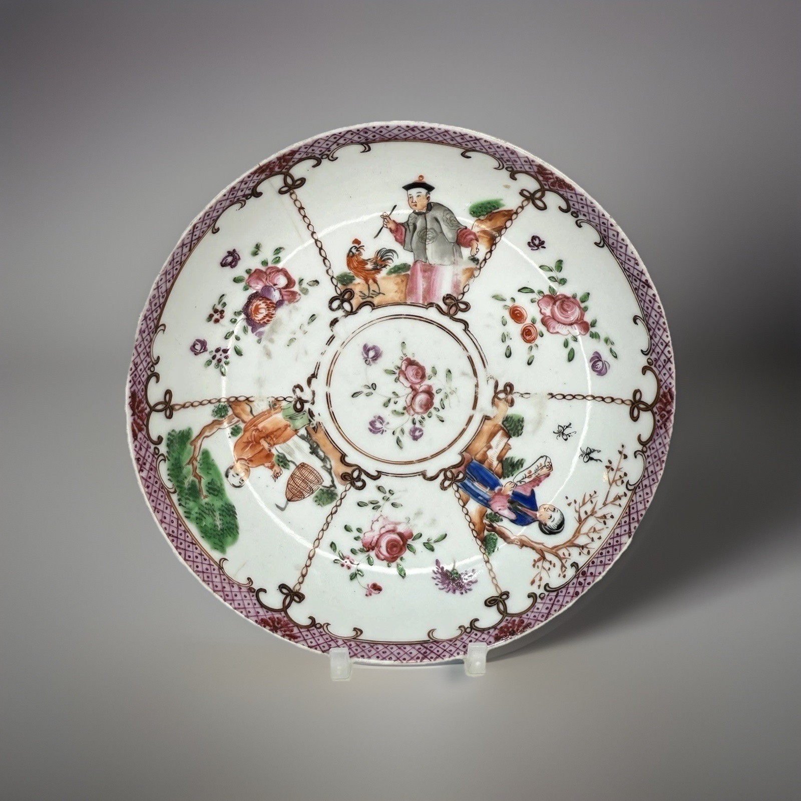 18thC Chinese Export Saucer, Qianlong Period – 15.5cm