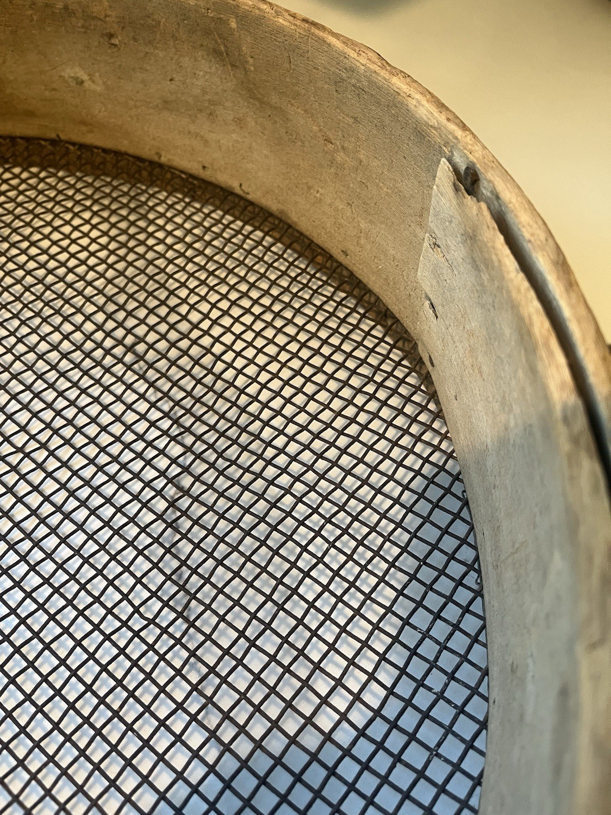 Antique Primitive 17” Diameter Large Bentwood Grain Sieve/Flour Sifter