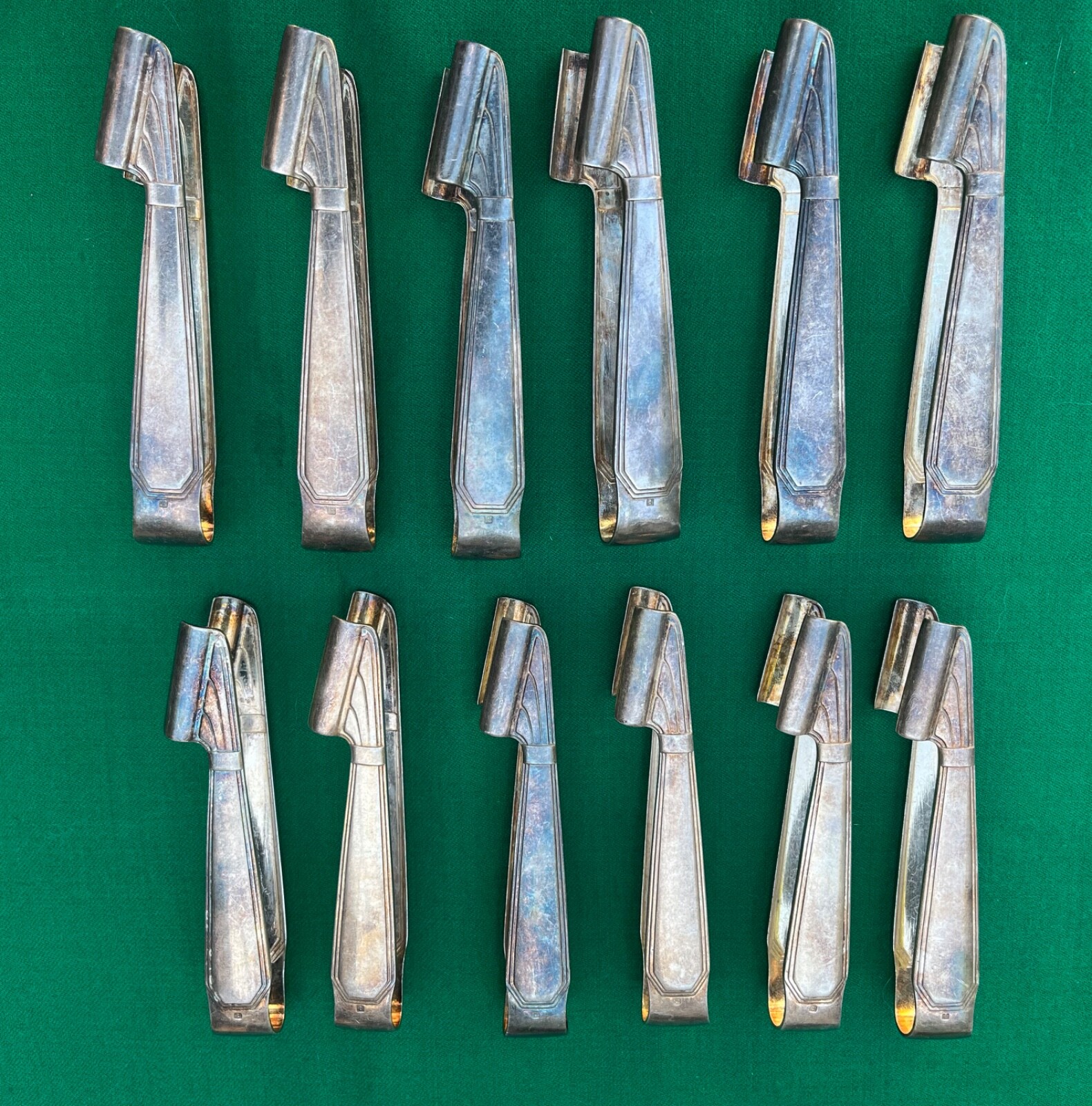 French Christofle AMERICA pattern asparagus tongs SET 12 PIECES