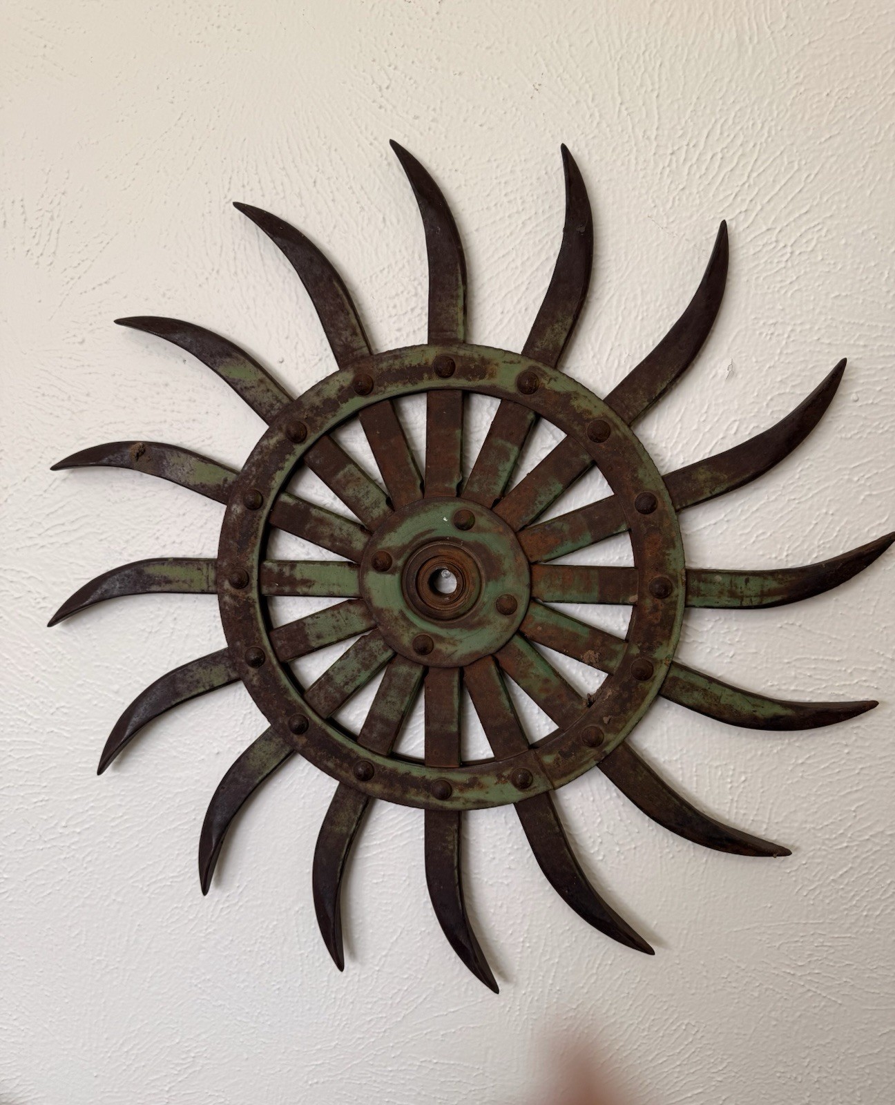 John Deere 18″ Rotary Hoe Wheel Decor Garden Yard Wall Art