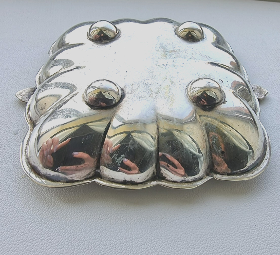 ANTIQUES 925 STERLING SILVER NUT CANDY TRAY DISH 57.9g 4.25 ” x 3.75”