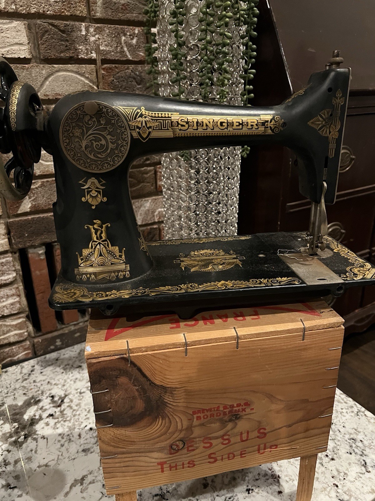Antique Singer Black And Gold Sewing Machine