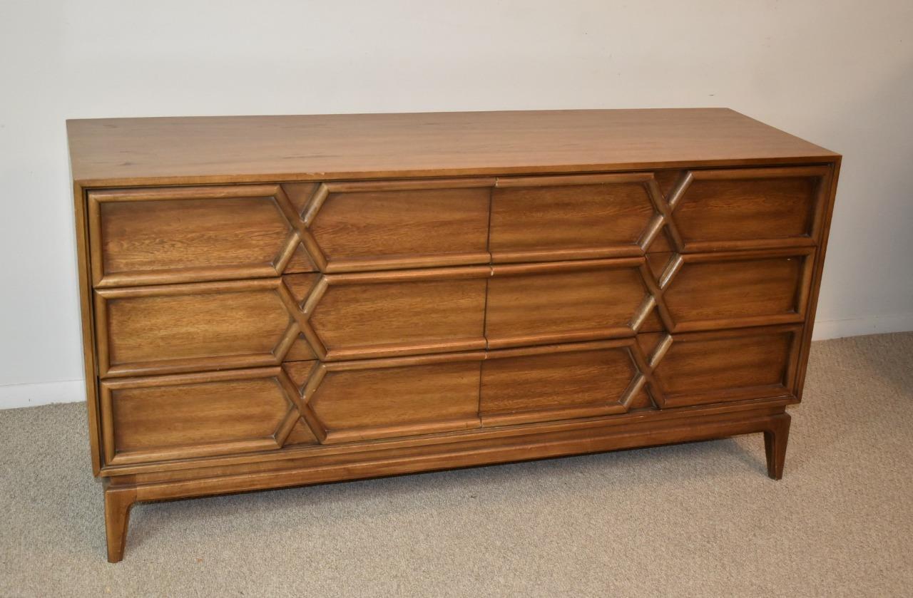 Vintage American Of Martindale Six Drawer Dresser Credenza Oak Circa 1960’s