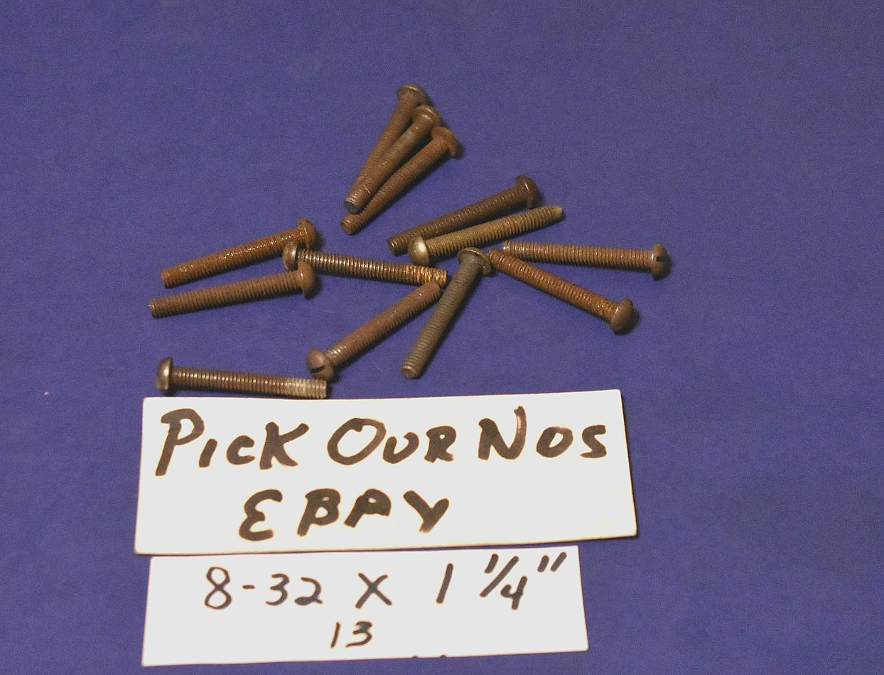 13 Vintage 8-32 x 1 1/4″ Slotted Round Head Steel Machine Screws/Bolts