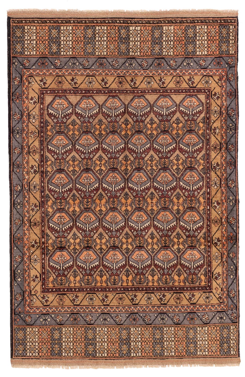 Vintage Traditional Hand-Knotted Area Rug 3’11” x 5’8″ Oriental Wool Carpet