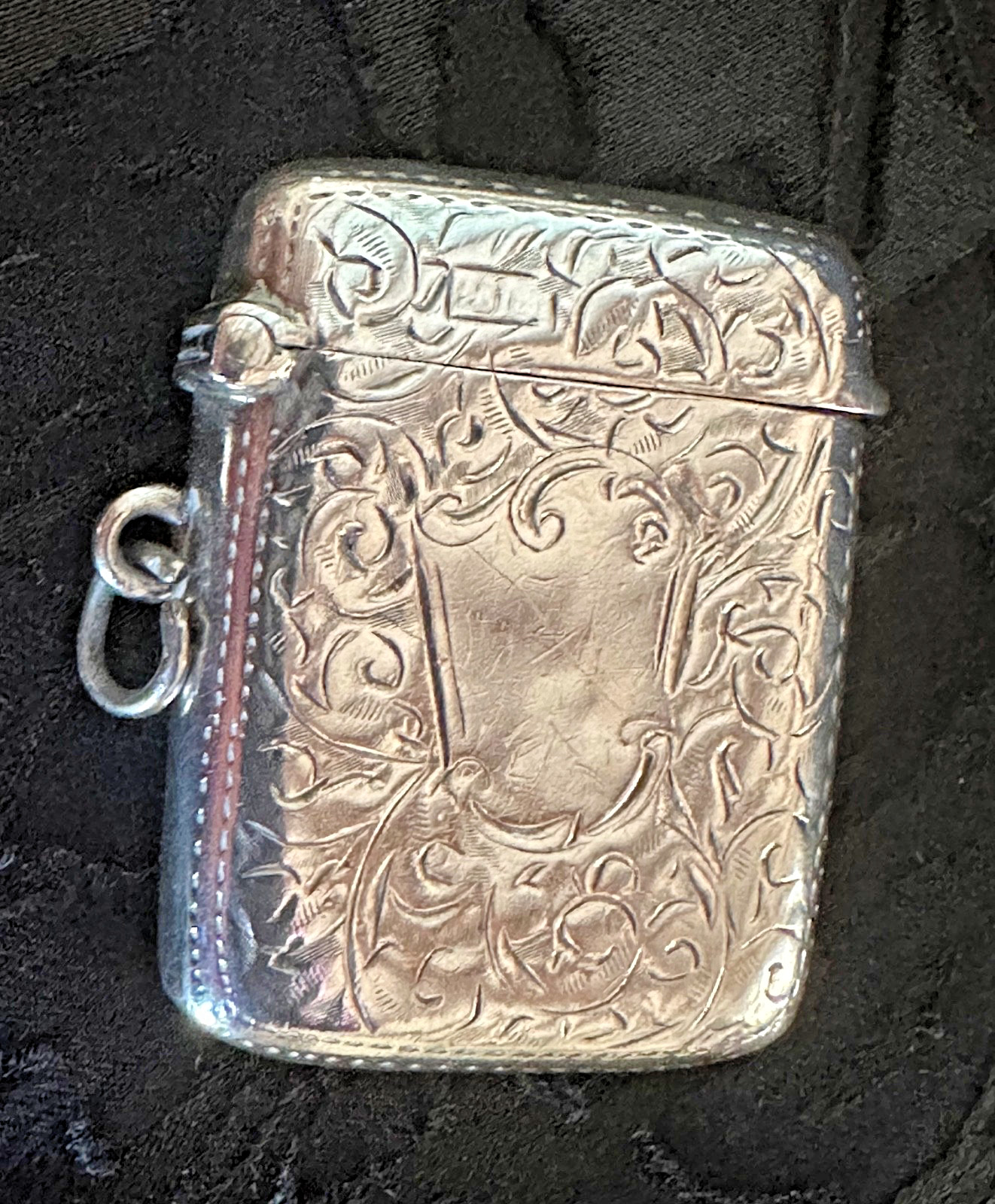 Antique Edwardian English Sterling Silver Vesta Case Match Safe Chester 1902