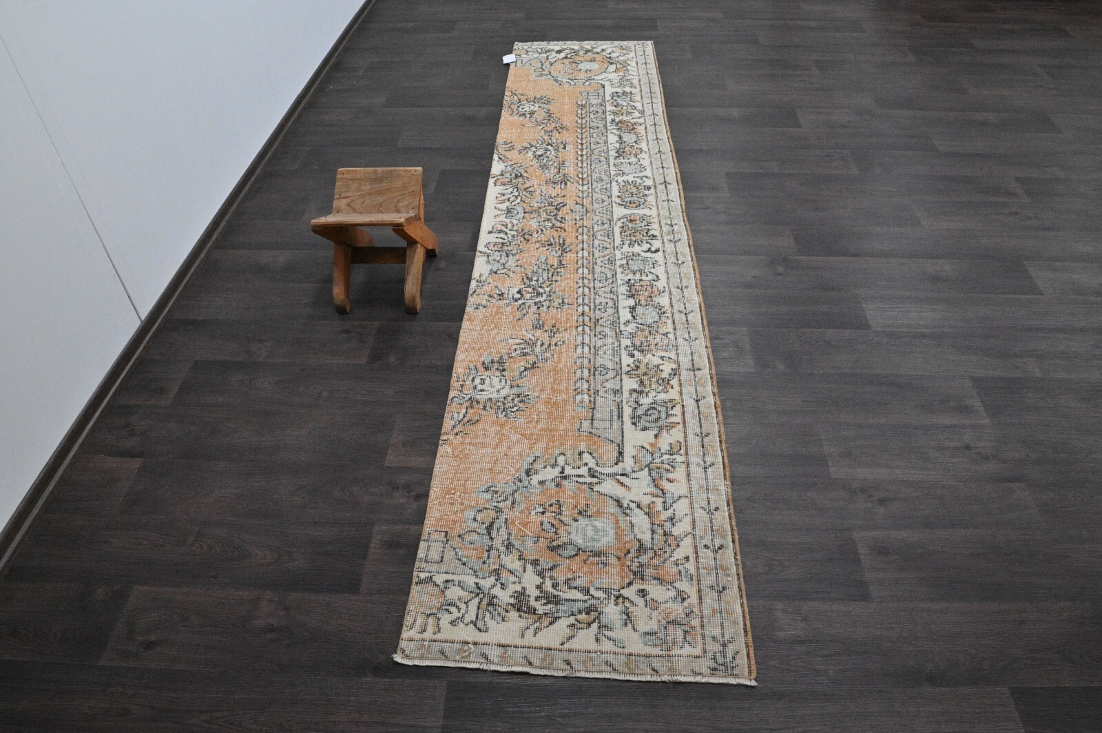 Vintage Turkish Runner Rug 2x10ft Wool Anatolian Handmade Hallway Oushak ORANGE