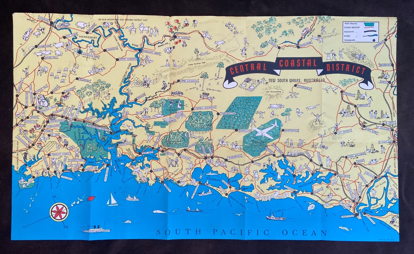 [Australia] New South Wales Central Coastal District 1940 Fold-Out Tourist Map