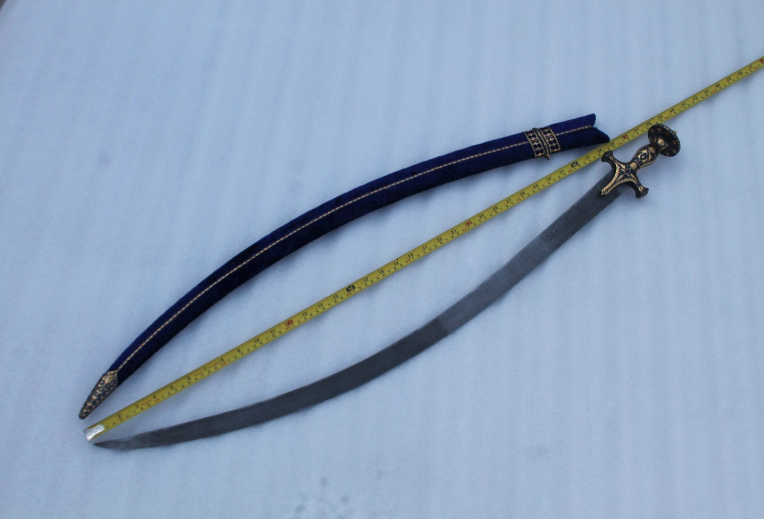 20TH. mughal Rajput gold damascened Damascus steel curve blade wedding sword