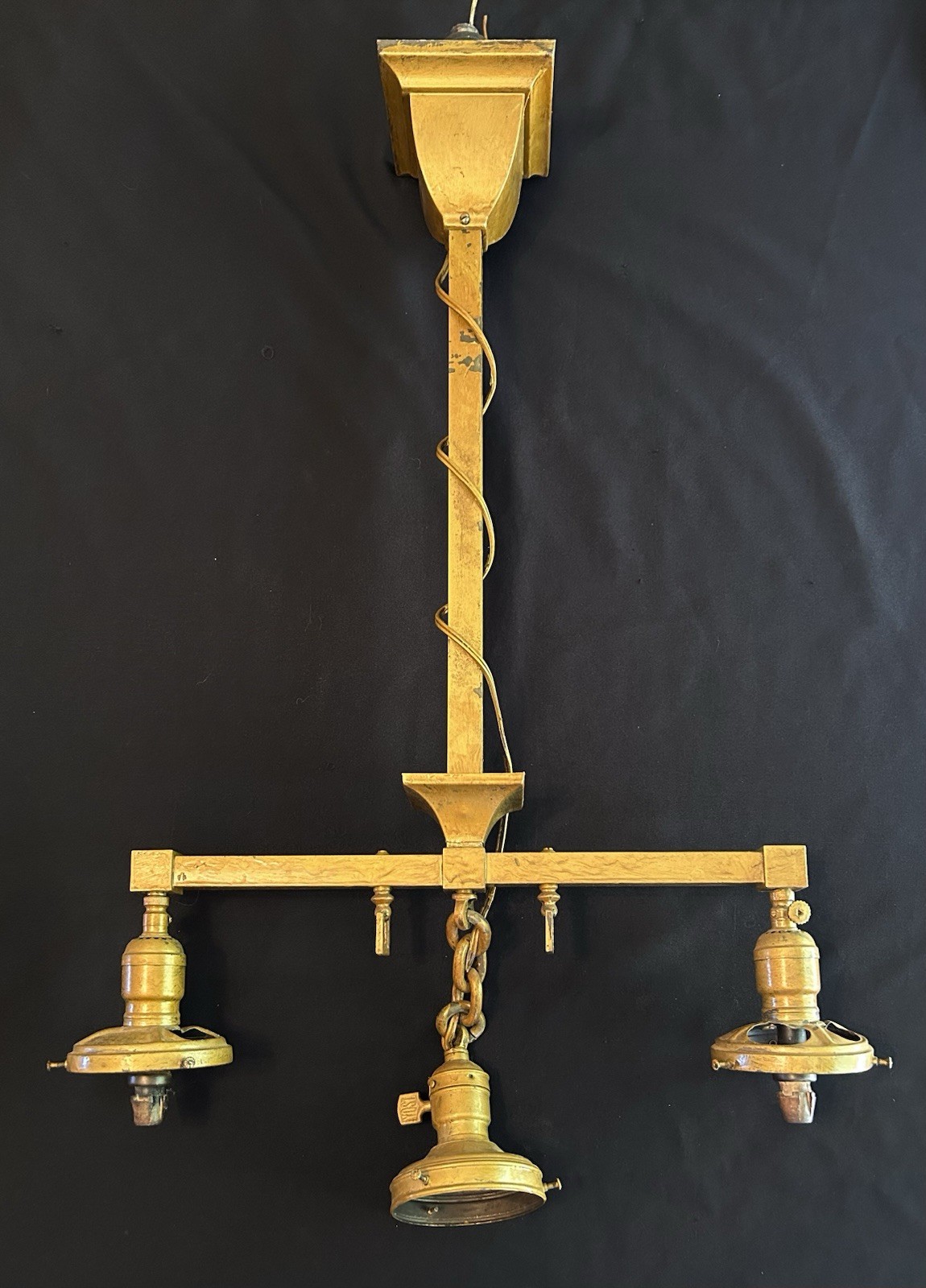 Antique Mission Art & Crafts Ceiling Chandelier Light Bar Fixture GAS / ELECTRIC