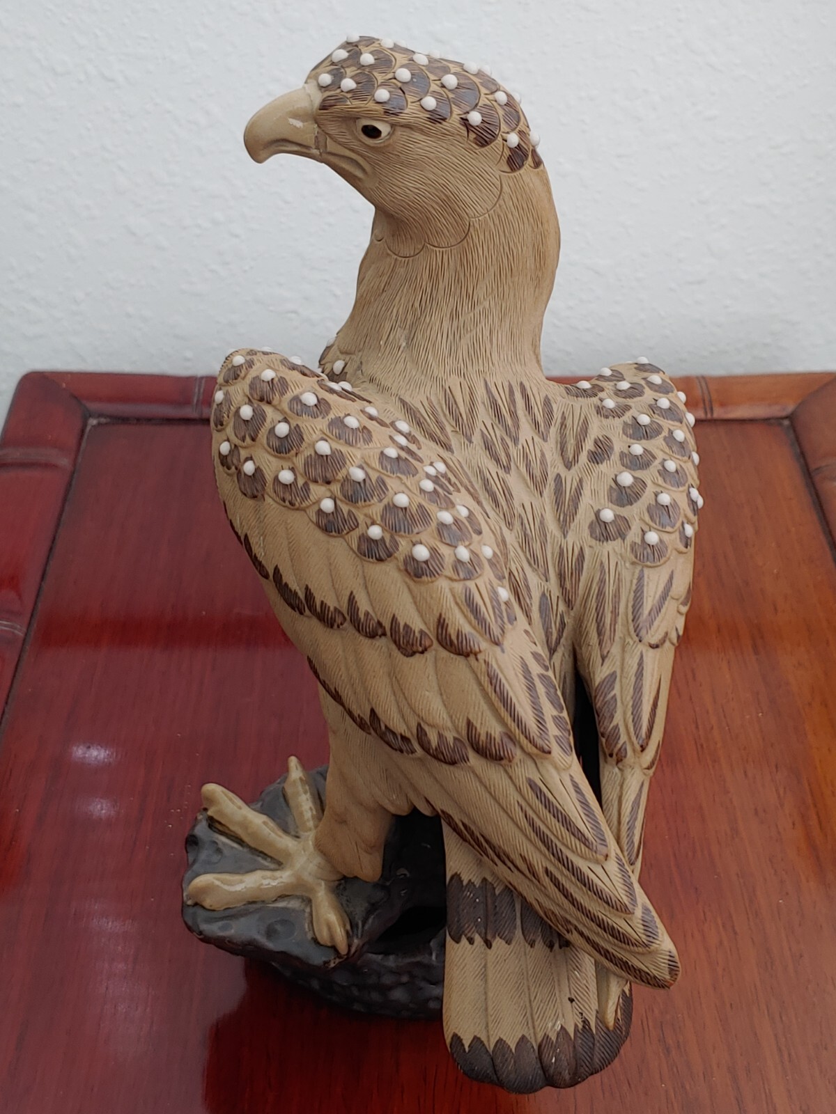 紫砂珍珠釉雕塑雄鹰 Vintage Chinese Yixing Purple Clay Zisha Sculpture Eagle Glazed Statue