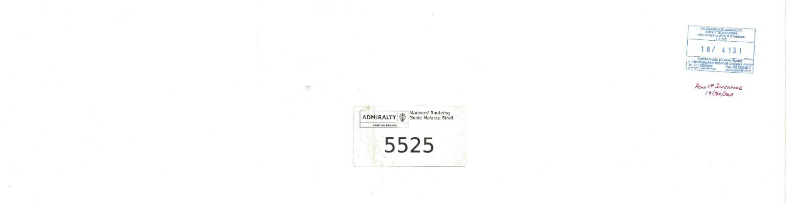 Admiralty 5525 Mariner’s Routing Guide Malacca Strait Chart Map Maritime Marine