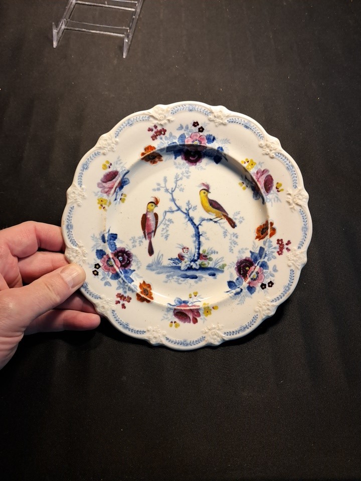 Antique Ridgway Plate: Georgian Oriental Birds Granite Pattern