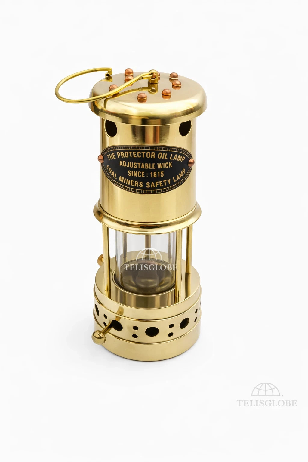 Brass Protector Oil Lamp Adjustable Wick Vintage Retro Ship Oil Lantern Handmade