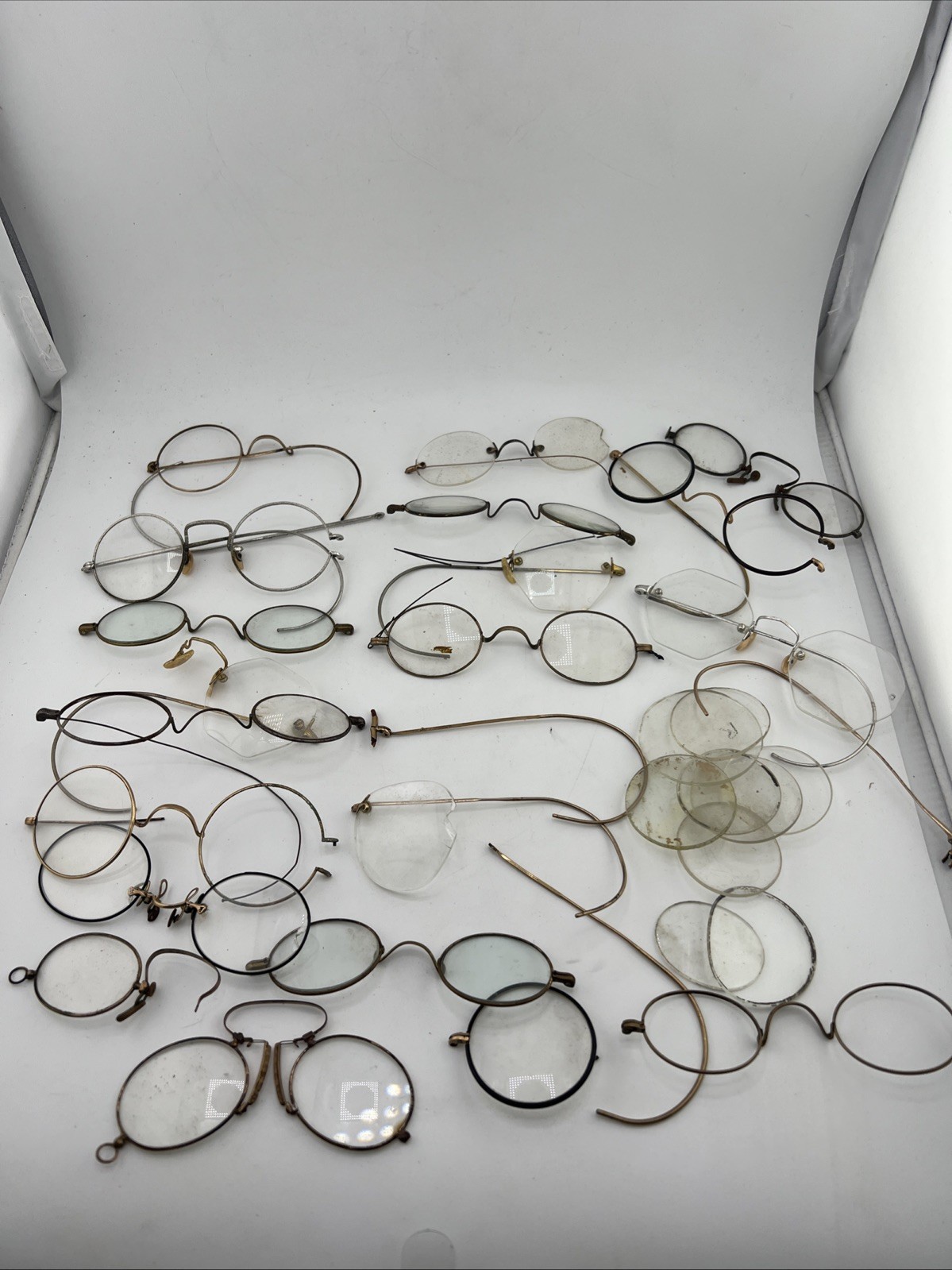 Lot of Antique Wire Rim Eyeglasses Parts with Some Gold Filled READ!!!!!