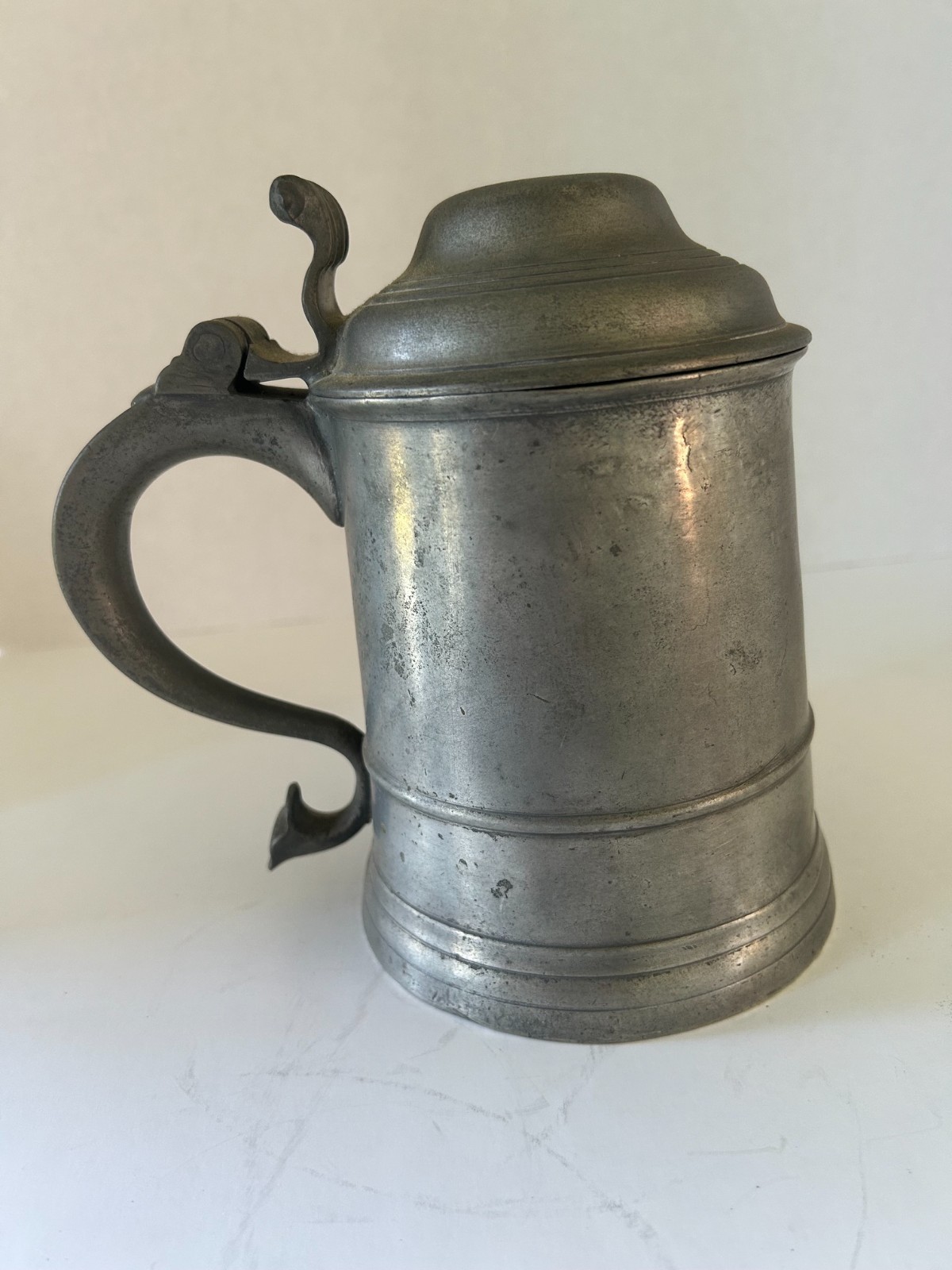 Double domed straight-sided pewter tankard by Allen Bright (active 1742-1763)