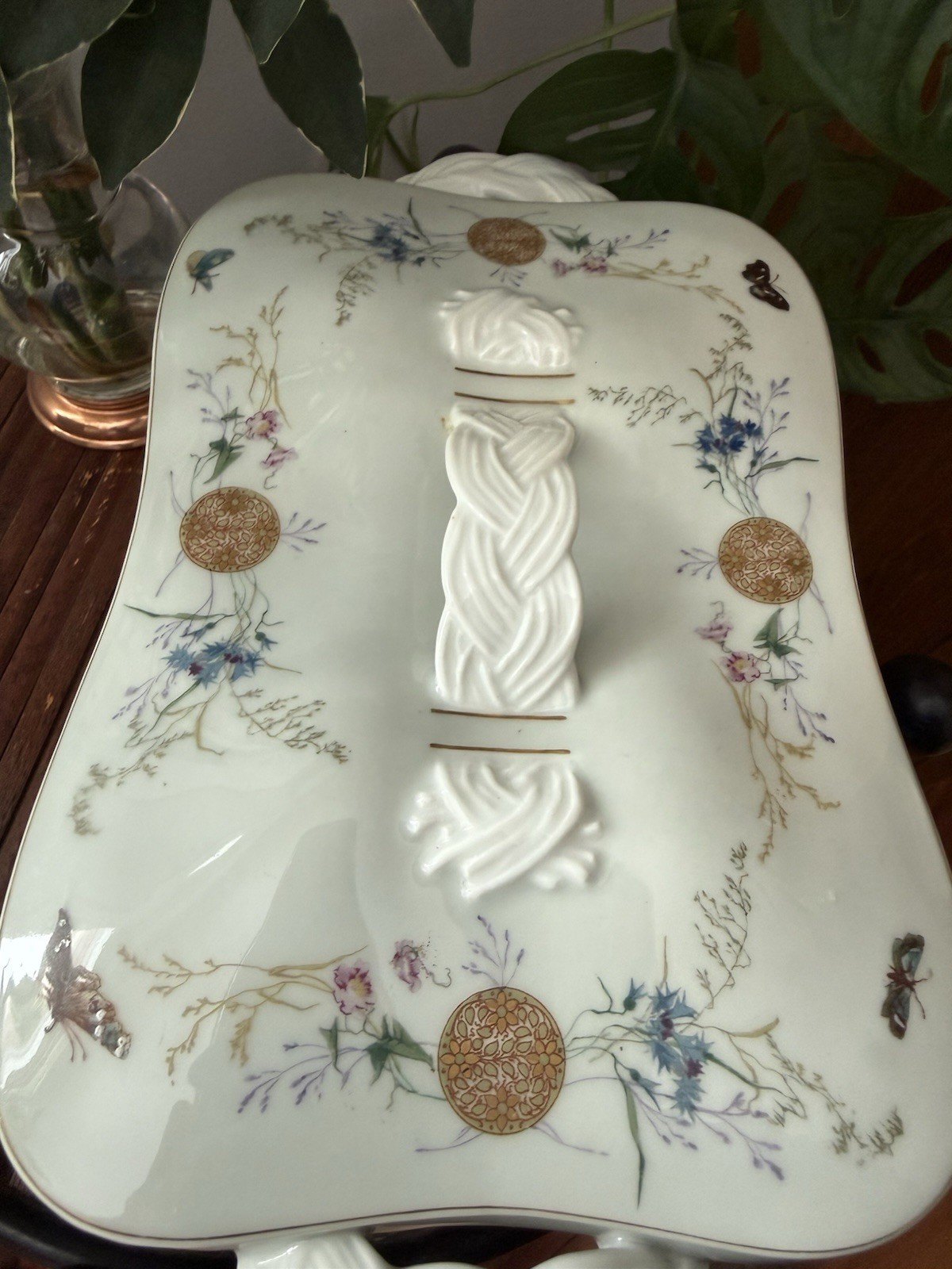 Haviland & Co Limoges Antique Late 1800s Covered Dish 3075 Butterfly Pattern