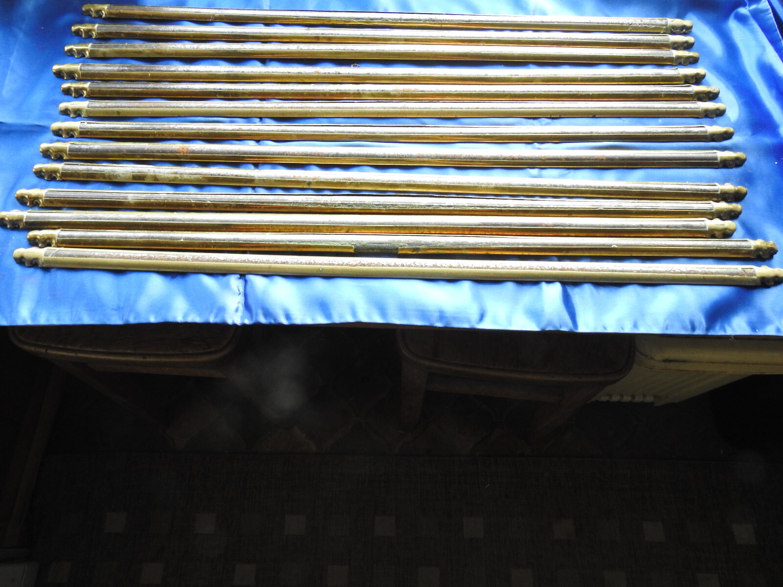 x13 Vintage Brass Stair / Steel Rods Edwardian or Victorian 69cm Arc