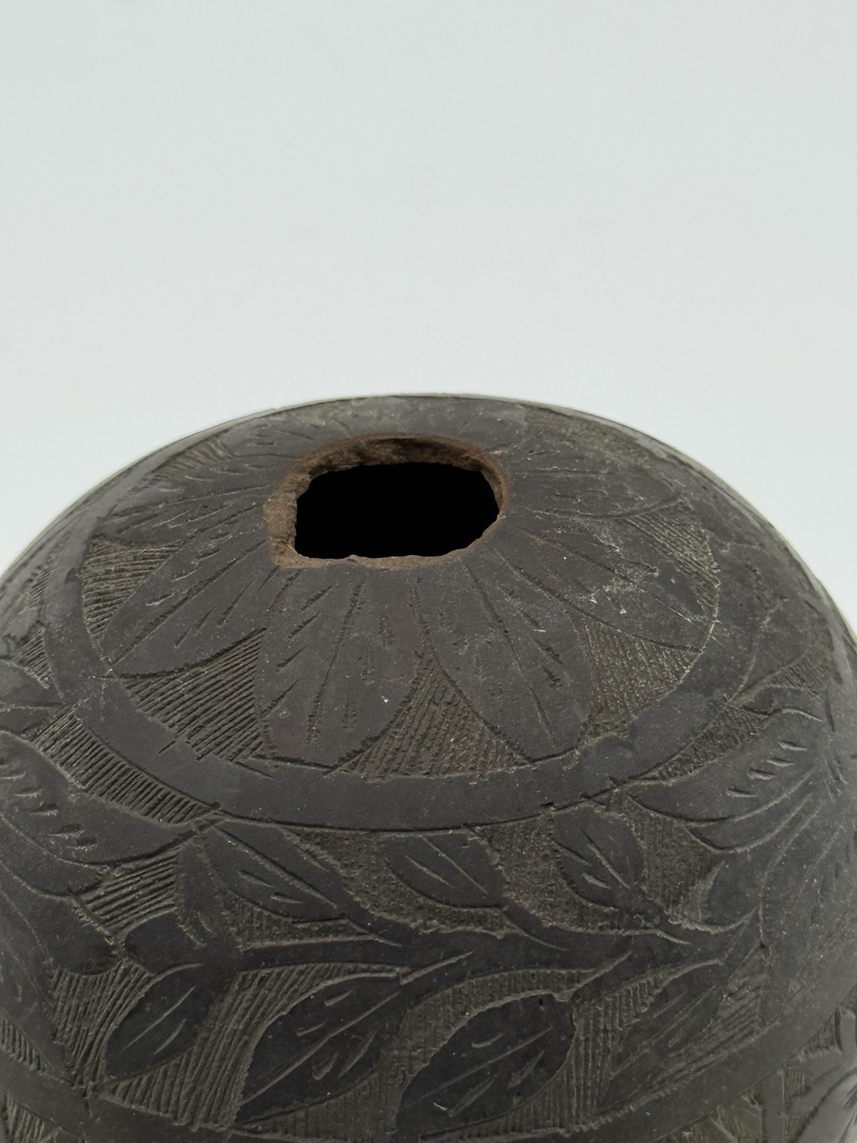 Antique Hand-Carved Coconut Shell Vessel / Bowl