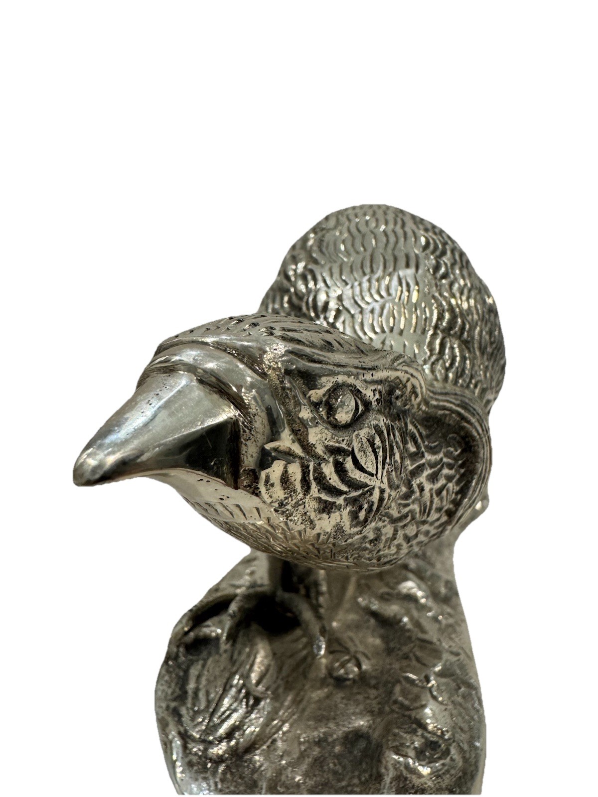 Pair Antique Victorian Silver Plated Bronze Pheasants Table Ornaments/Sculptures