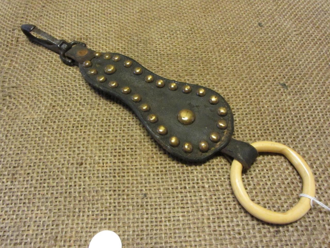 Vintage Leather w Brass Studs Harness Drops Antique Bridle Horse 10698