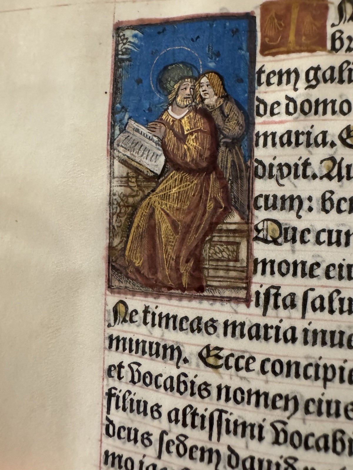 Illuminated Manuscript Book of Hours Leaf 15th century VELLUM – St Luke Miniatur