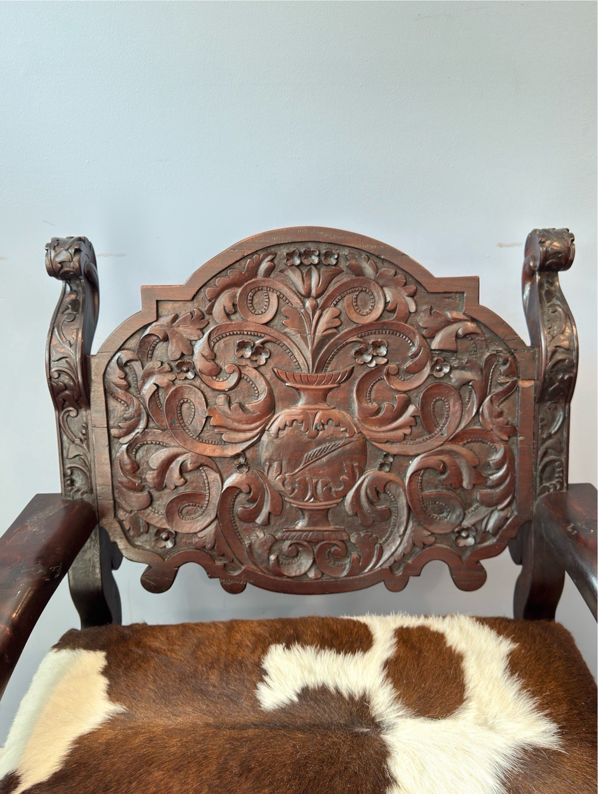 Antique Renaissance Revival Carved Mahogany Hall Chair